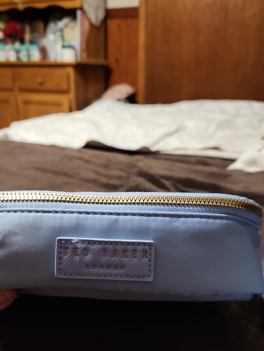3 Piece Ted Baker Powder Blue Double Cosmetic Pouch Set - Picture 4 of 10